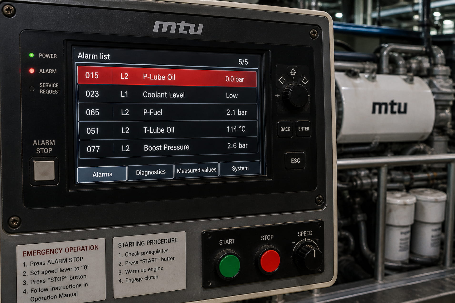 Mtu motor ariza kodlari panel 1